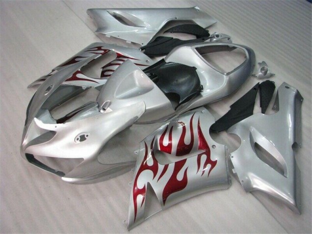 Prata Vermelho Chamas Carenagem ZX6R 2005-2006