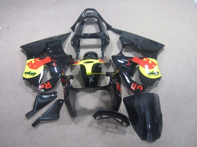 Preto Amarelo Red Bull Ninja Carenagem ZX6R 2000-2002 Preto Amarelo Red Bull Ninja Carenagem ZX6R 2000-2002
