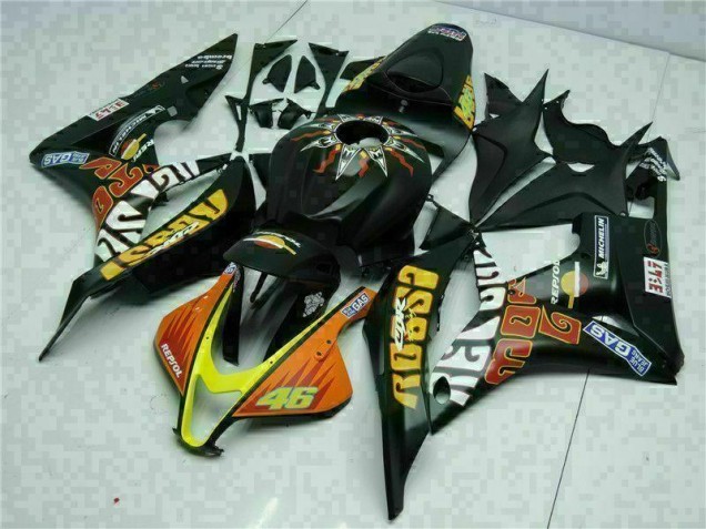 Preto Amarelo Repsol 46 Carenagem CBR 600RR 2007-2008 Preto Amarelo Repsol 46 Carenagem CBR 600RR 2007-2008