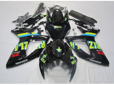 Preto Amarelo Rizla Carenagem GSXR 600 K6 2006-2007