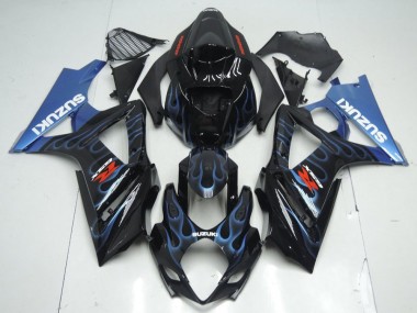 Preto Azul Chama Carenagem GSXR 1000 K7 2007-2008