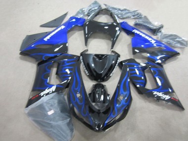 Preto Azul Chama Ninja 636 Carenagem ZX6R 2005-2006
