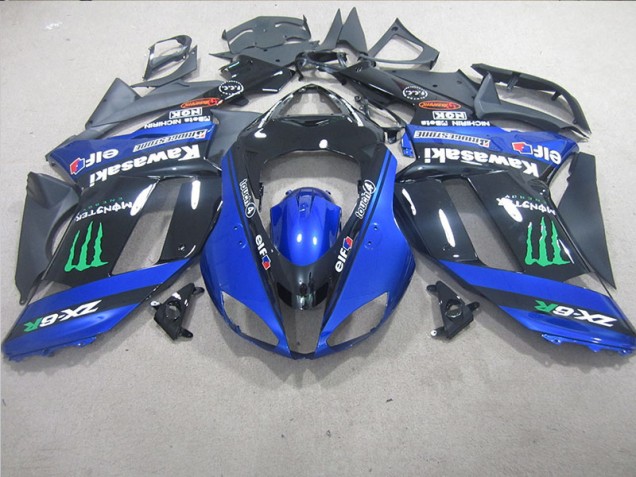 Preto Azul Monster Carenagem ZX6R 2007-2008 Preto Azul Monster Carenagem ZX6R 2007-2008