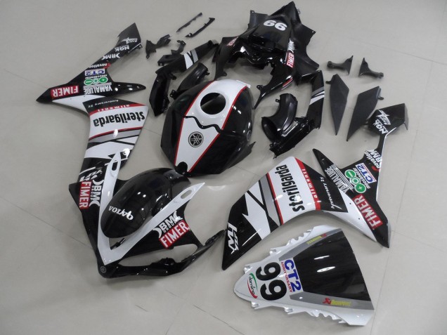 Preto Branco Adesivos Packs Carenagem R1 2007-2008 Preto Branco Adesivos Packs Carenagem R1 2007-2008