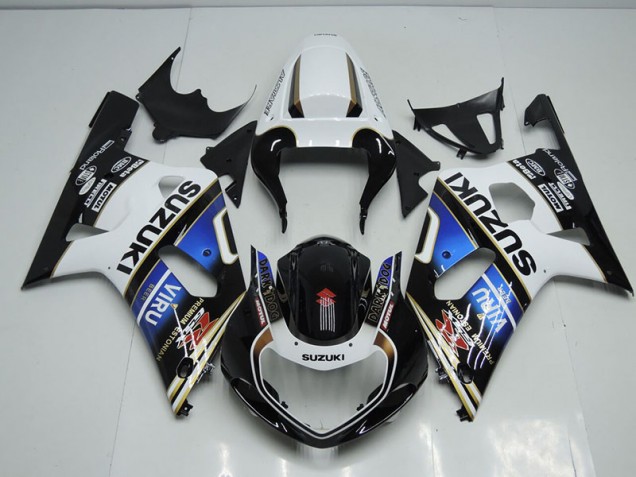 Preto Branco Azul Viru Carenagem GSXR 750 K1 K2 K3 2001-2003 Preto Branco Azul Viru Carenagem GSXR 750 K1 K2 K3 2001-2003