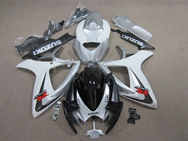 Preto Branco Carenagem GSXR 600 K6 2006-2007 Preto Branco Carenagem GSXR 600 K6 2006-2007