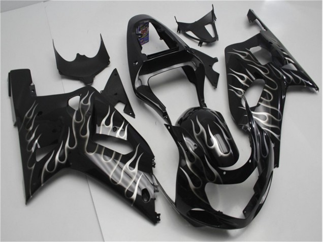 Preto Branco Chama Carenagem GSXR 600 / 750 K1 K2 K3 2001-2003 Preto Branco Chama Carenagem GSXR 600 / 750 K1 K2 K3 2001-2003