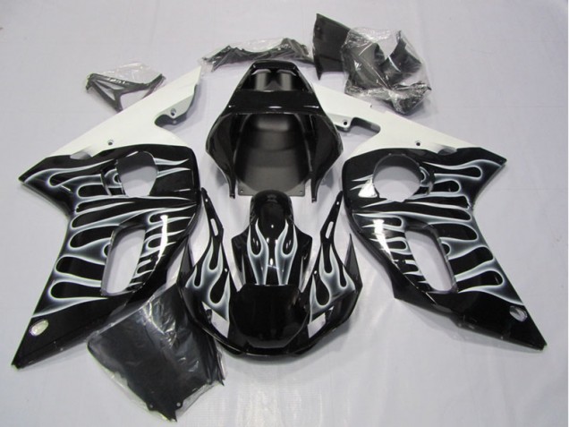 Preto Branco Chama Carenagem R6 1998-2002 Preto Branco Chama Carenagem R6 1998-2002