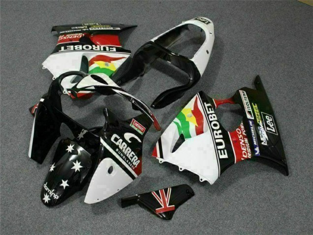 Preto Branco Eurobet Carenagem ZX6R 2000-2002 Preto Branco Eurobet Carenagem ZX6R 2000-2002