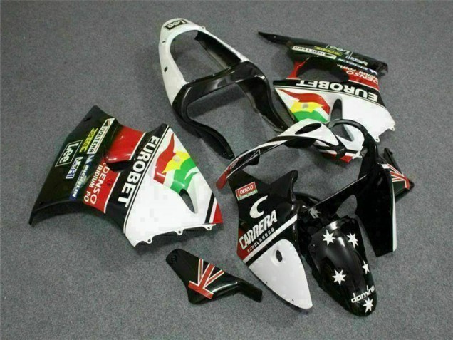 Preto Branco Eurobet Carenagem ZX6R 2000-2002 Preto Branco Eurobet Carenagem ZX6R 2000-2002