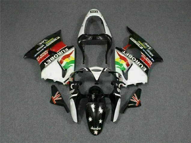 Preto Branco Eurobet Carenagem ZX6R 2000-2002 Preto Branco Eurobet Carenagem ZX6R 2000-2002