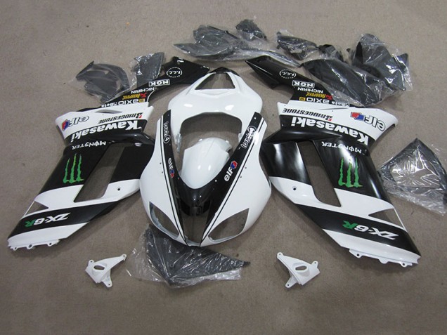 Preto Branco Monster Carenagem ZX6R 2007-2008 Preto Branco Monster Carenagem ZX6R 2007-2008