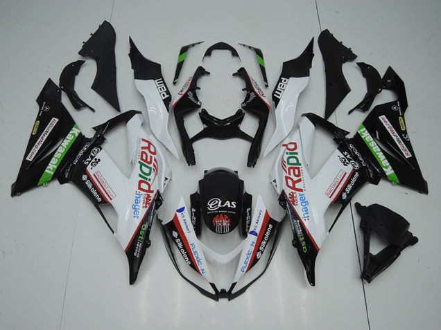 Preto Branco Rapid Hager Carenagem ZX6R 2013-2018 Preto Branco Rapid Hager Carenagem ZX6R 2013-2018