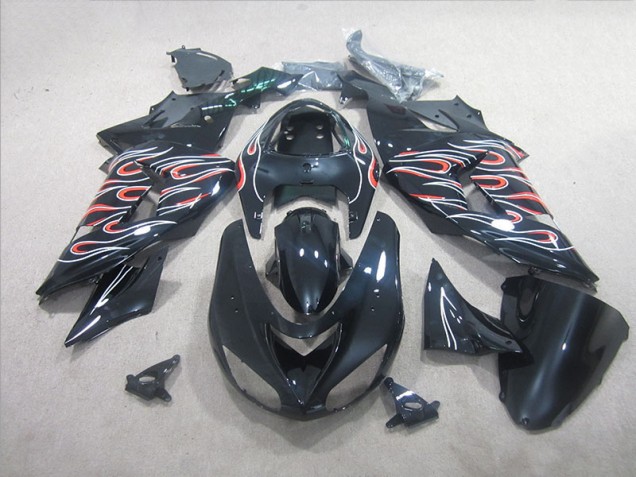 Preto Branco Vermelho Chama Carenagem ZX10R 2006-2007