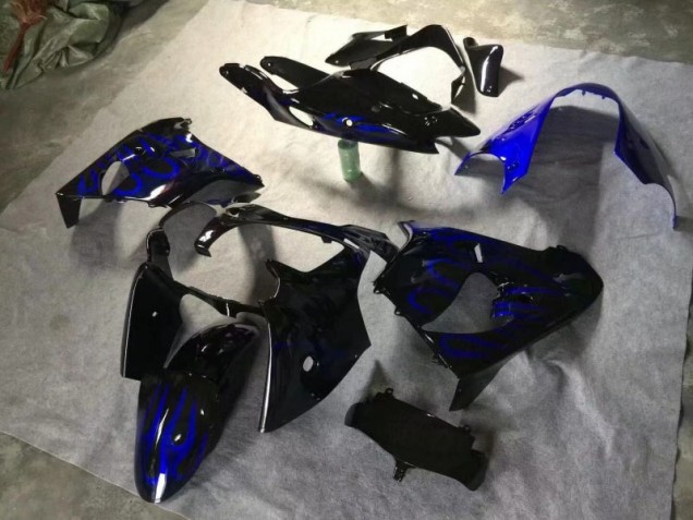 Preto Brilhante Azul Chama Carenagem ZX9R 2000-2001 Preto Brilhante Azul Chama Carenagem ZX9R 2000-2001