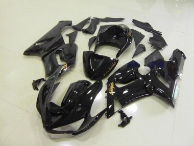 Preto Brilhante Ouro Decalques Carenagem ZX6R 2005-2006