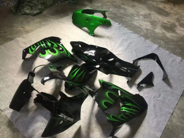 Preto Brilhante Verde Chama Carenagem ZX9R 2000-2001 Preto Brilhante Verde Chama Carenagem ZX9R 2000-2001