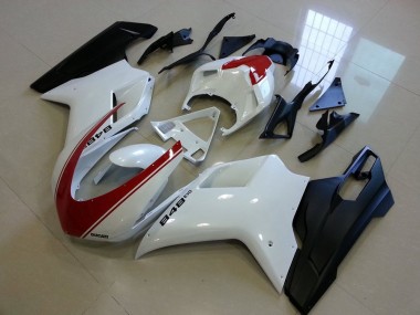 Preto Fosco Branco & Vermelho Listra Carenagem Ducati 848 1098 1198 2007-2014