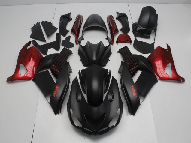 Preto Fosco & Vermelho Carenagem ZX14R ZZR 1400 2006-2011