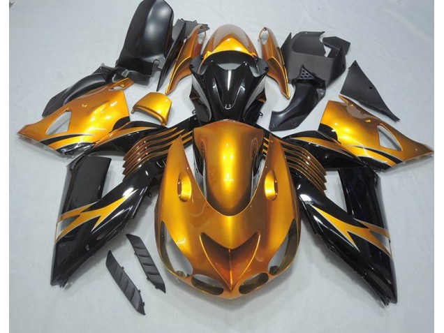 Preto Ouro Carenagem ZX14R ZZR 1400 2006-2011