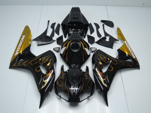 Preto Ouro Chama Carenagem CBR 1000RR 2006-2007 Preto Ouro Chama Carenagem CBR 1000RR 2006-2007