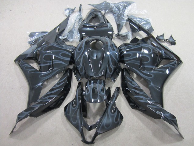 Preto Prata Chama Plásticos CBR 600RR 2009-2012 Preto Prata Chama Plásticos CBR 600RR 2009-2012
