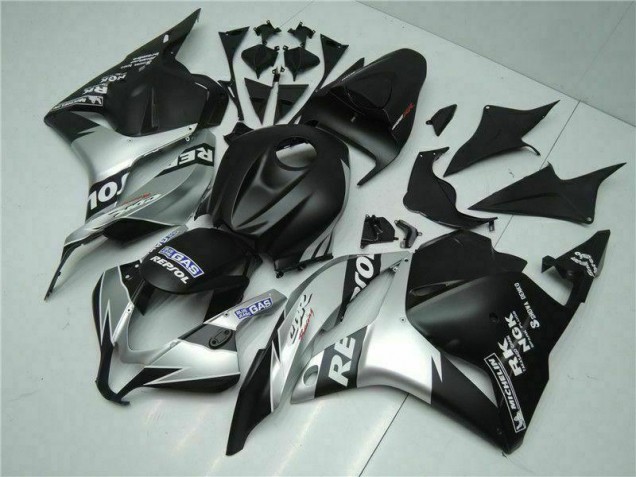 Preto Prata Repsol Carenagem CBR 600RR 2009-2012 Preto Prata Repsol Carenagem CBR 600RR 2009-2012