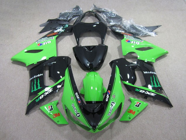 Preto Verde 3M Touch4 Monster Carenagem ZX6R 2005-2006
