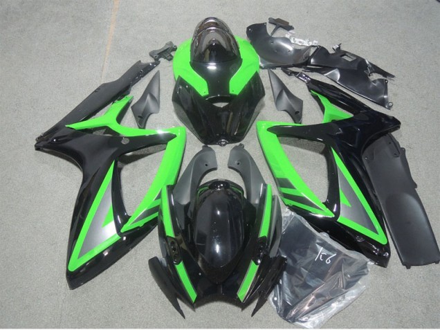 Preto Verde Abs Kits Carenagem GSXR 600 K6 2006-2007