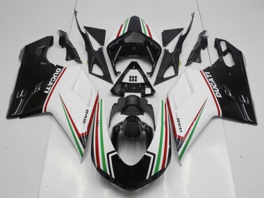 Preto Verde & Branco Carenagem Ducati 848 1098 1198 2007-2014