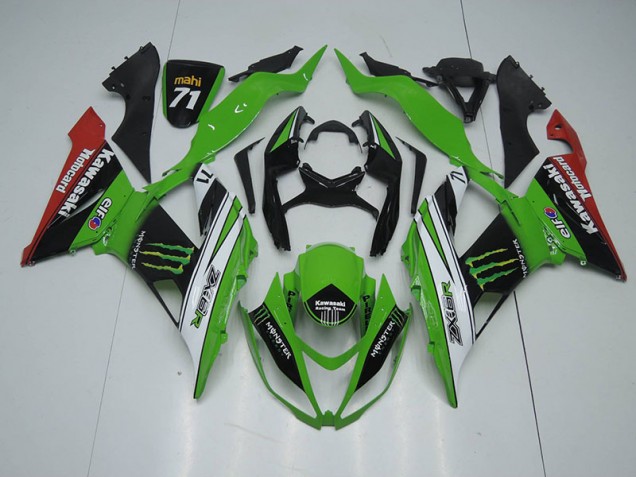 Preto Verde Branco Monster Carenagem ZX6R 2013-2018 Preto Verde Branco Monster Carenagem ZX6R 2013-2018
