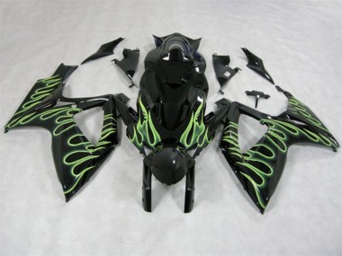 Preto Verde Chama Carenagem GSXR 600 K6 2006-2007