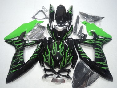 Preto Verde Chama Carenagem GSXR 600 K8 2008-2010