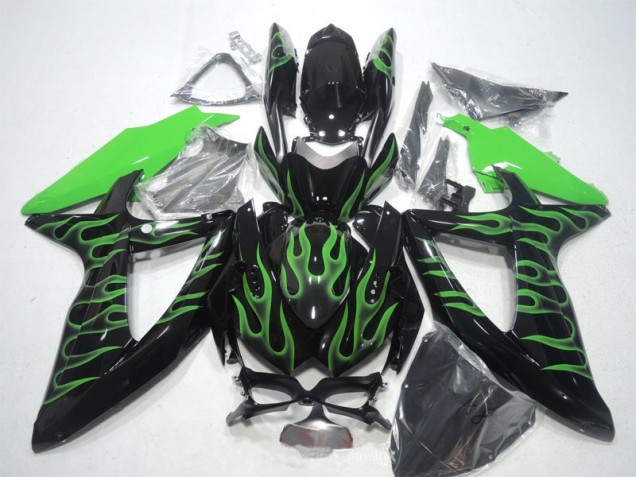 Preto Verde Chama Carenagem GSXR 600 K8 2008-2010