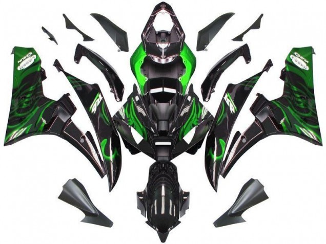 Preto Verde Chama Carenagem R6 2006-2007 Preto Verde Chama Carenagem R6 2006-2007