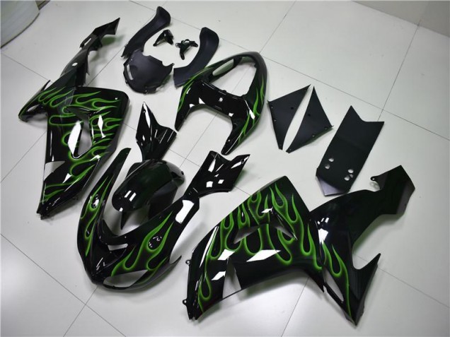 Preto Verde Chama Carenagem ZX10R 2006-2007 Preto Verde Chama Carenagem ZX10R 2006-2007