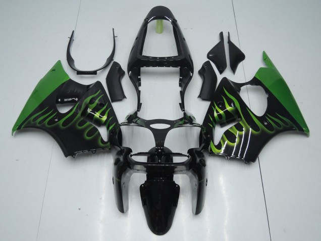 Preto & Verde Chama Carenagem ZX6R 2000-2002 Preto & Verde Chama Carenagem ZX6R 2000-2002