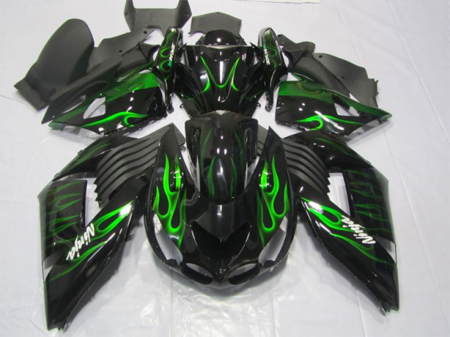 Preto Verde Chama Ninja Carenagem ZX14R ZZR 1400 2006-2011