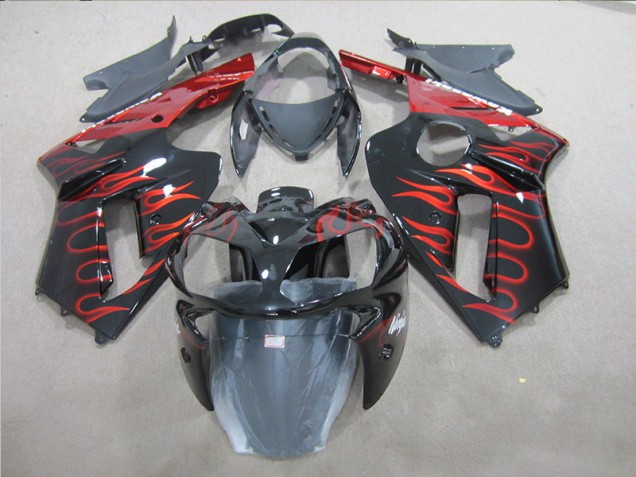Preto Vermelho Chama Abs Kits Completos Carenagem ZX6R 2007-2008 Preto Vermelho Chama Abs Kits Completos Carenagem ZX6R 2007-2008