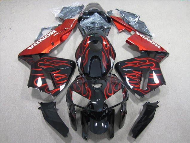 Preto Vermelho Chama Carenagem CBR 600RR 2005-2006