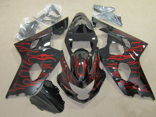 Preto Vermelho Chama Carenagem GSXR 600 K4 2004-2005