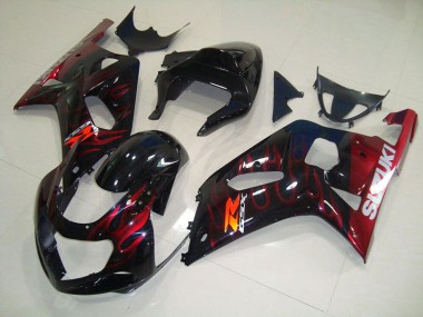 Preto Vermelho Chama Carenagem GSXR 750 K1 K2 K3 2001-2003