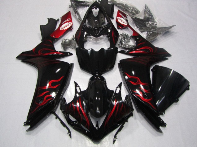 Preto Vermelho Chama Carenagem R1 2007-2008 Preto Vermelho Chama Carenagem R1 2007-2008