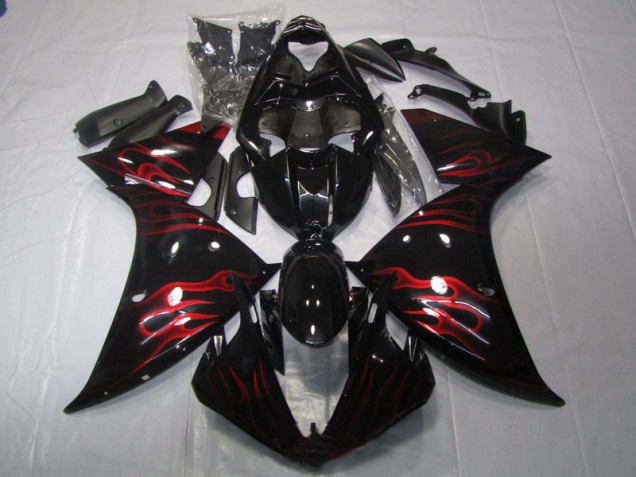 Preto Vermelho Chama Carenagem R1 2009-2011 Preto Vermelho Chama Carenagem R1 2009-2011