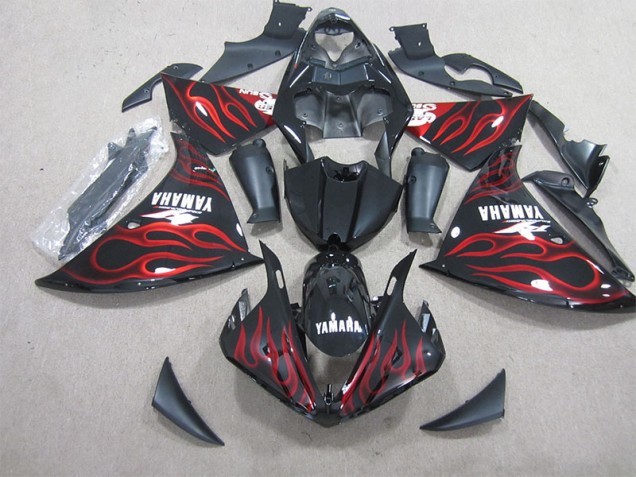 Preto Vermelho Chama Carenagem R1 2012-2014 Preto Vermelho Chama Carenagem R1 2012-2014