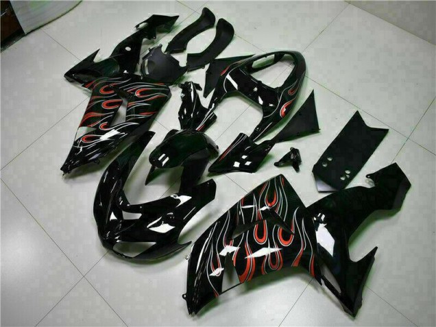 Preto Vermelho Chama Kit Carenagem ZX10R 2006-2007 Preto Vermelho Chama Kit Carenagem ZX10R 2006-2007