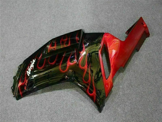 Preto Vermelho Chama Kit Carenagem ZX6R 2007-2008 Preto Vermelho Chama Kit Carenagem ZX6R 2007-2008