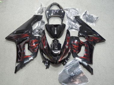 Preto Vermelho Chama Kits Carenagem ZX6R 2005-2006