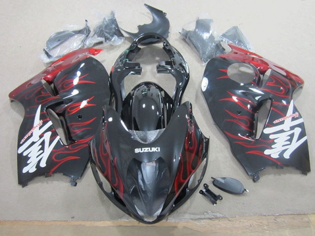 Preto Vermelho Chama Plásticos GSXR 1300 Hayabusa 1996-2007