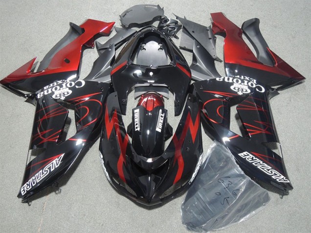 Preto Vermelho Corona Extra Carenagem ZX10R 2006-2007